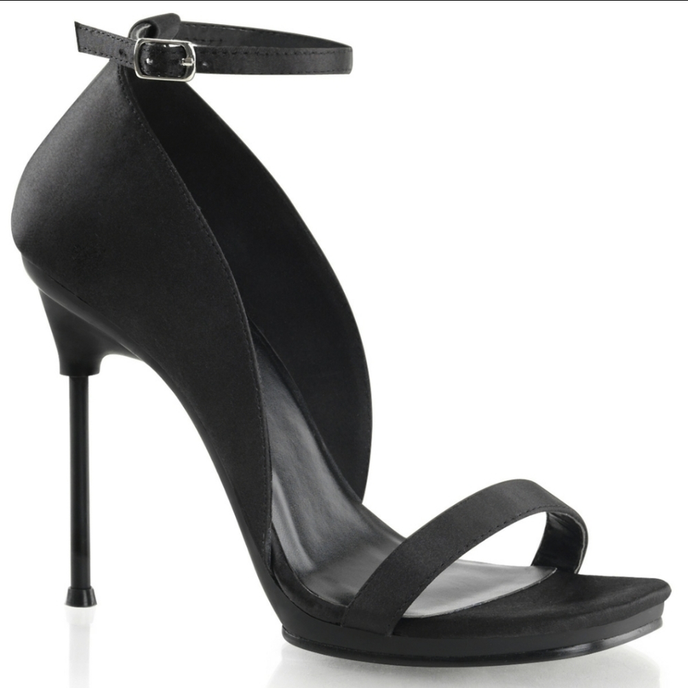 Size 10 Black Ankle-Wrap Stiletto Sandals Chic 35